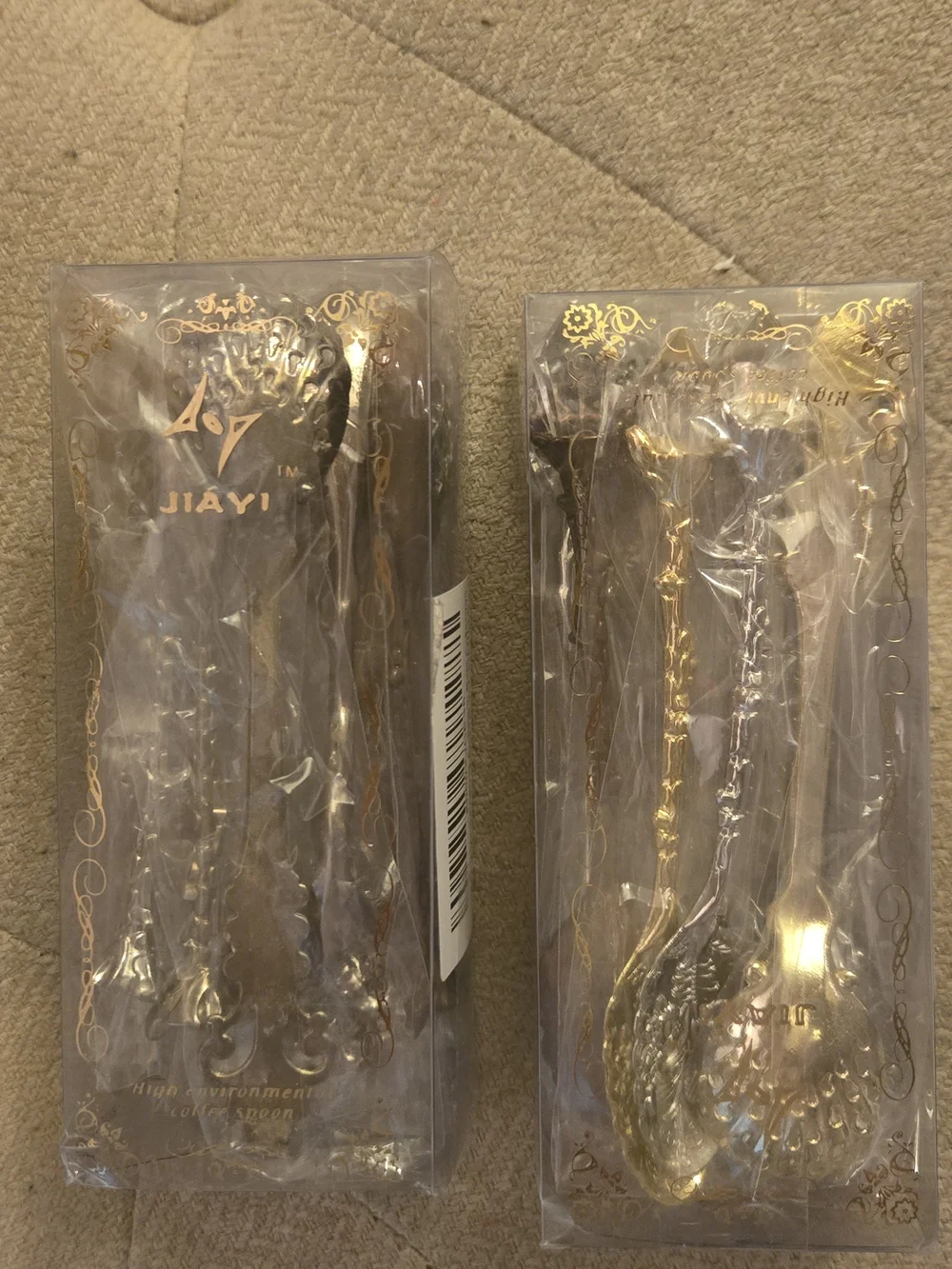 Grace Ornate Serving Spoons in Gold, Silver, and Copper Tones